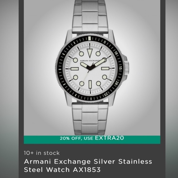 ARMANI EXCHANGE Mens LEONARDO Round White Dial Stainless Steel Bracelet Watch - Picture 9 of 9